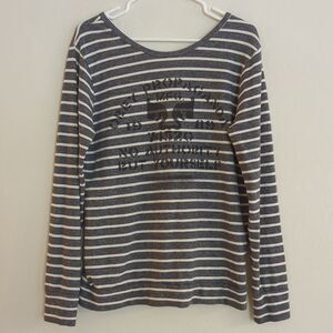 Obey Propaganda Grey White Striped Long Sleeve Sweatshirt Sweater Shirt - Size M